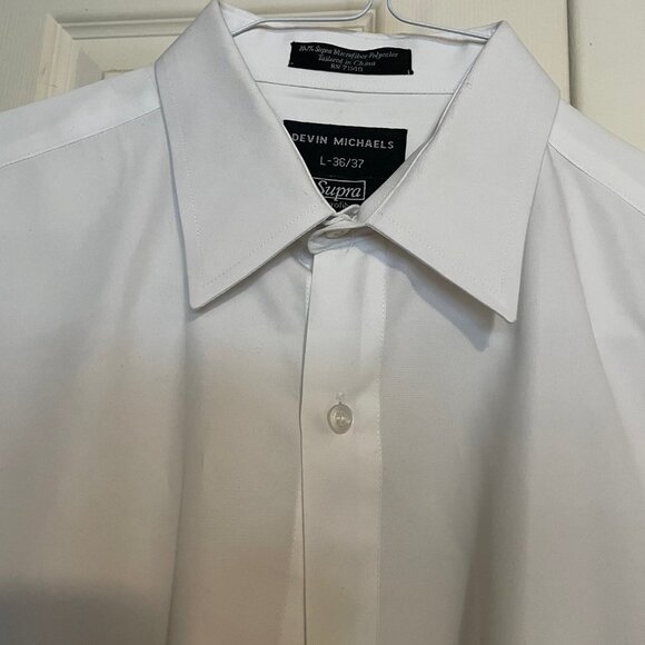 Mens Devin Michaels Supra Microfiber Button Down Shirt White Size Large (36/37) - Picture 2 of 3